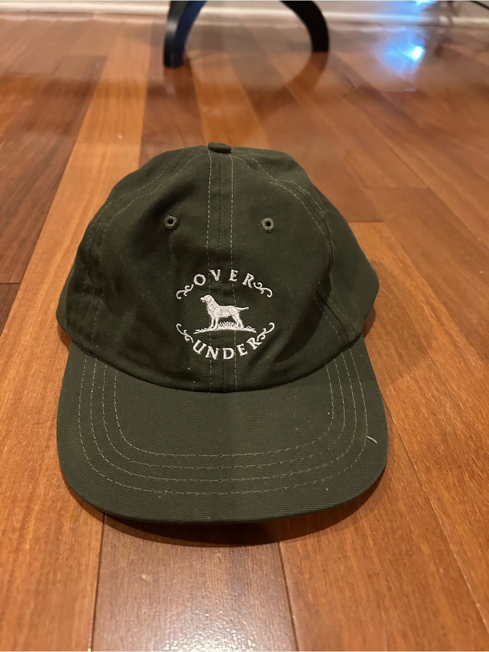 Over Under Olive Green Baseball Cap with Embroidered Dog
